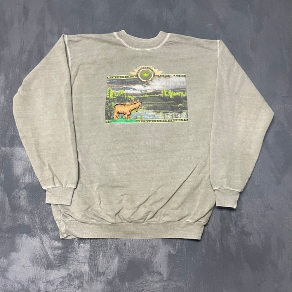 Vintage Moose Graphic Sweatshirt Men XLβ Green 90s Northbound